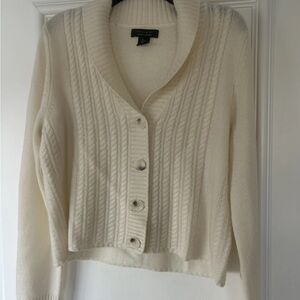 Tahari Women's Cream Cardigan Sweater
